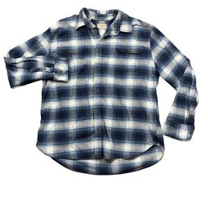 Jachs XL Heavy‎ Weight Flannel Jacket Shirt Blue Plaid 100% Cotton